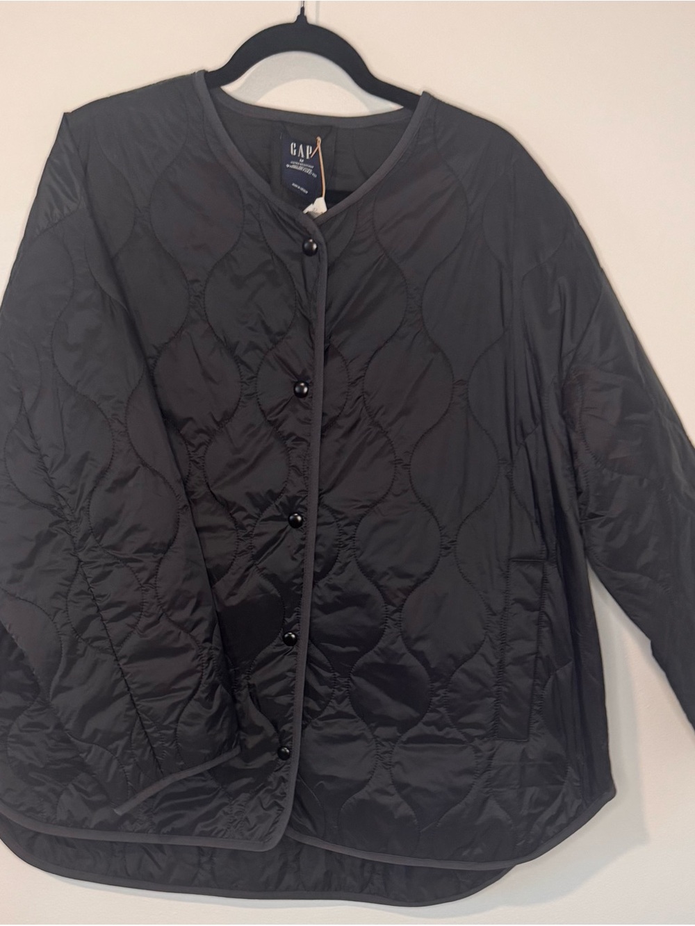 NWT Gap PrimaLoft Quilted Liner Jacket Womens Medium Black Water Resistant